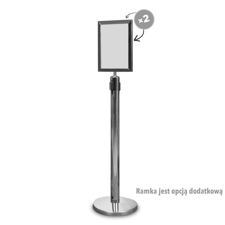 Pfosten mit Rahmenvariante - Pfosten mit versenkbarem Band 235 cm P-EXTBE - Verchromt - Hotel-Trennpfosten mit versenkbarem Band für Hotel zu Restaurant zu VIP-Bereich