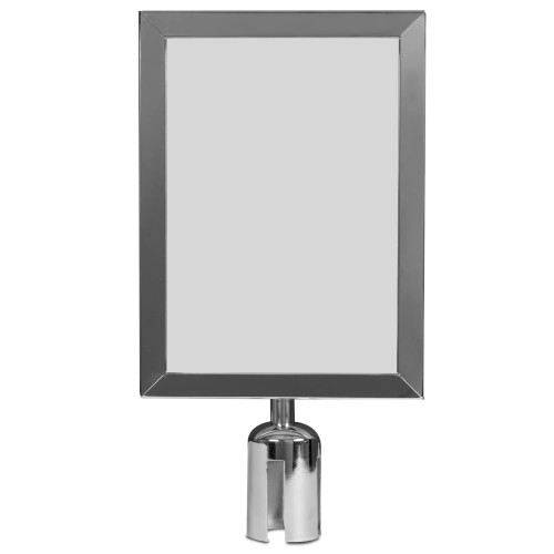 Ramka A4 OWZ na plakat - Zestaw: Słupek z taśmą zwijaną P-EXTBE - Chromowany + Ramka OWZ A4 zatrzaskowa - Słupek odgradzający hotelowy słupek z taśmą zwijaną do Hotelu do Restauracji do strefy VIP