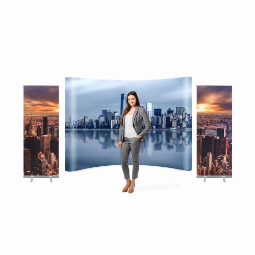 Tani zestaw reklamowy na targi - ścianka, rollup, x-banner