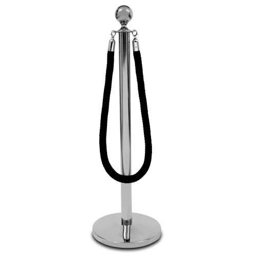 Begrenzungsschnur Begrenzungsschnur für Hotelzaunpfosten Schwarz Geflochten Chrom