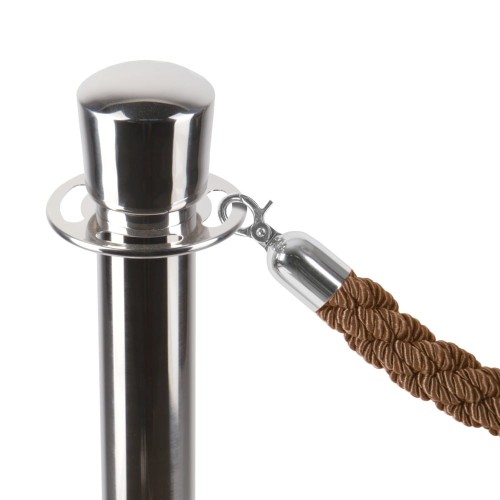 Sznur odgradzający BSR Premium Brązowy Pleciony Chrom 150 cm Lina odgradzająca Border do słupków odgradzających hotelowych