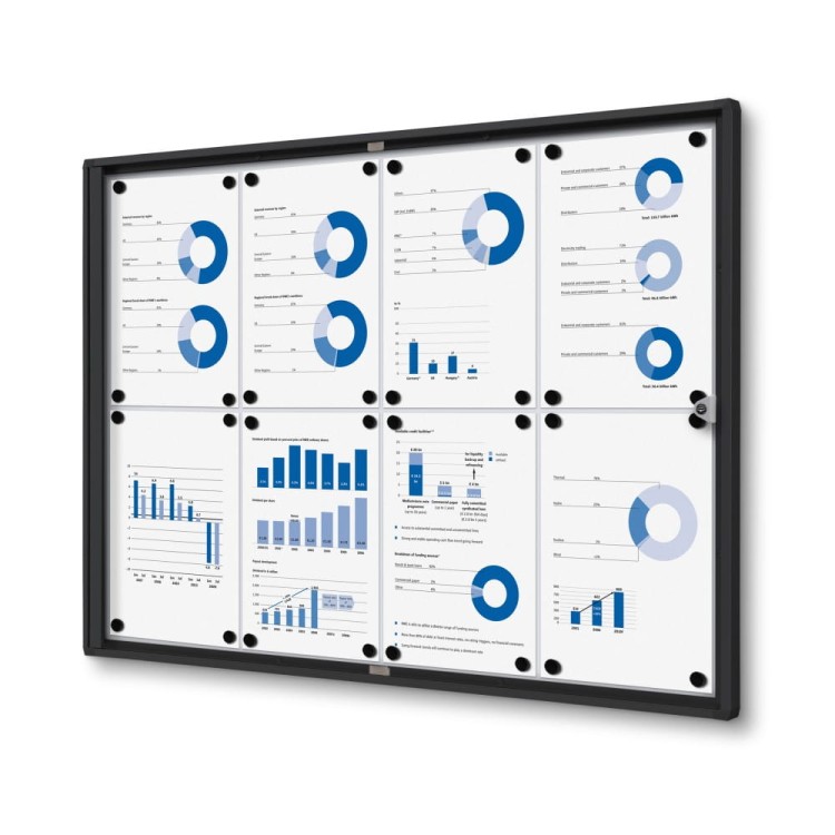 Wersja w kolorze czarnym - Gablota magnetyczna XS 8xA4 88x61 cm zamykana na kluczyk do użytku wewnętrznego gablota wewnętrzna gablota ogłoszeniowa gablota informacyjna tablica ogłoszeń tablica informacyjna