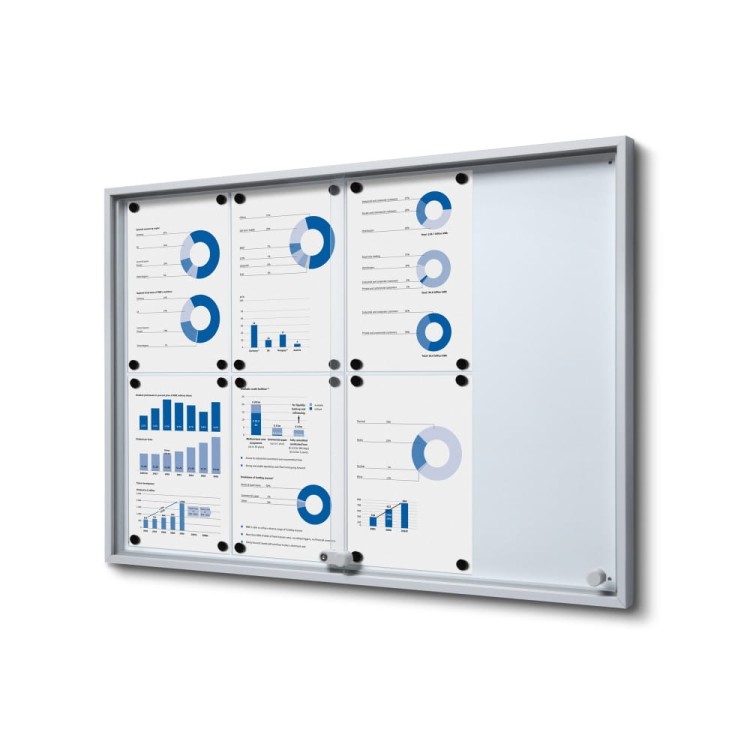 Gablota magnetyczna SLIM 8xA4 88x61 cm z przesuwanymi drzwiami zamykana na kluczyk do użytku wewnętrznego gablota wewnętrzna gablota ogłoszeniowa gablota informacyjna tablica ogłoszeń tablica informacyjna