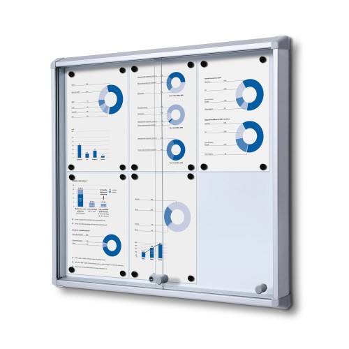 Gablota magnetyczna SL 6xA4 66x61 cm z przesuwanymi drzwiami zamykana na kluczyk do użytku wewnętrznego gablota wewnętrzna z certyfikatem trudnopalności B1 gablota ogłoszeniowa gablota informacyjna tablica ogłoszeń tablica informacyjna