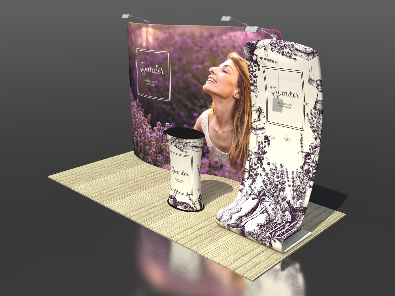 Lavenda Advertising Set - Wall + Stand + Stand + Lighting