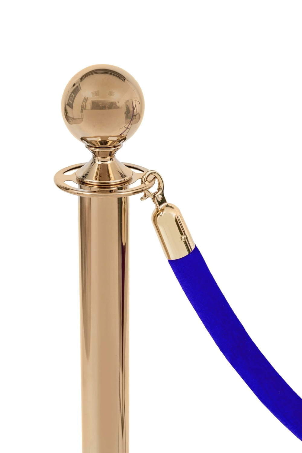 Blue Velour Barrier Rope with Gold Finish