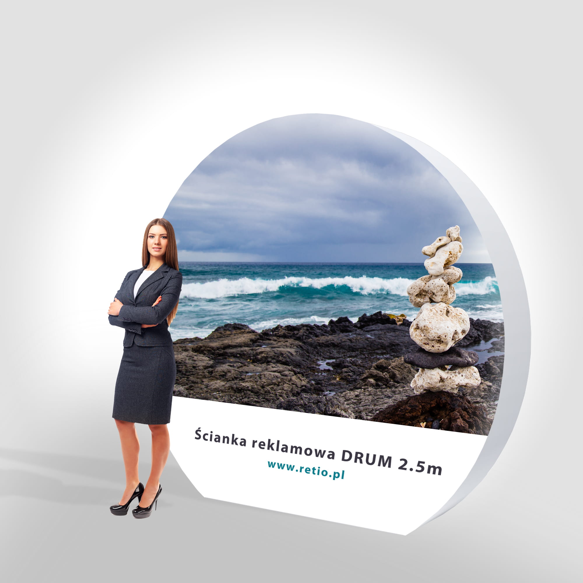Fabric Advertising Wall Double-Sided 3D Half Moon - LARGE - 2280 x 2500 mm