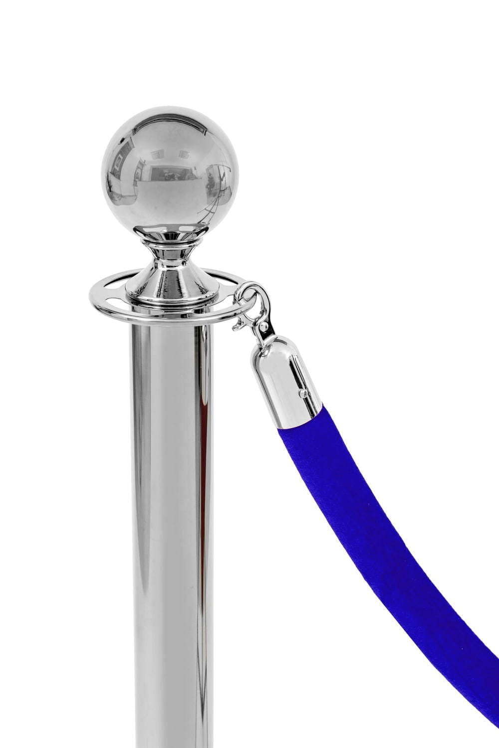 Blue Velour Barrier Rope with Chrome Finish