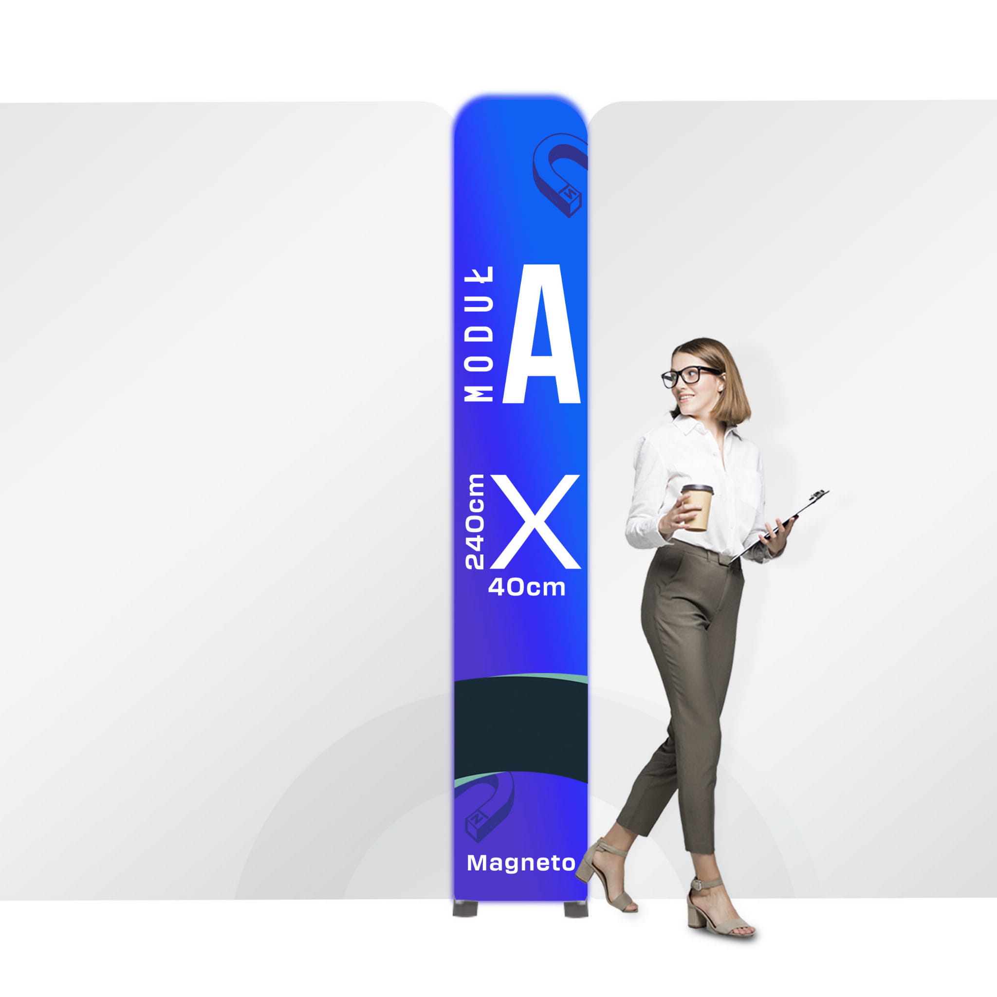 Moduł A Stoiska Magneto 40 x 240 cm z wydrukiem jednostronnym