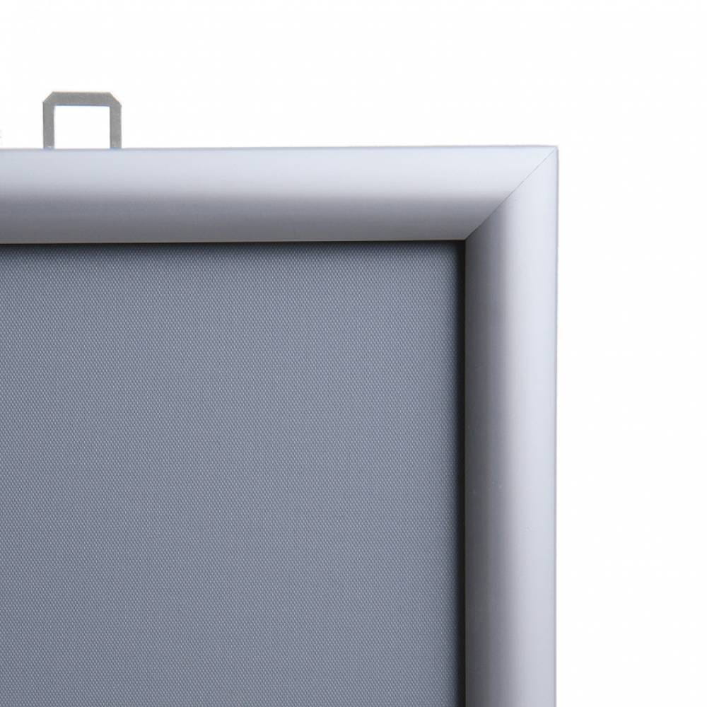 Ramka zatrzaskowa KRAST A4 (21,0 x 29,7 cm) aluminiowa srebrna dwustronna z ostrym prostym narożnikiem rama ramka plakatowa OWZ na plakat na zdjęcia profil 25 mm
