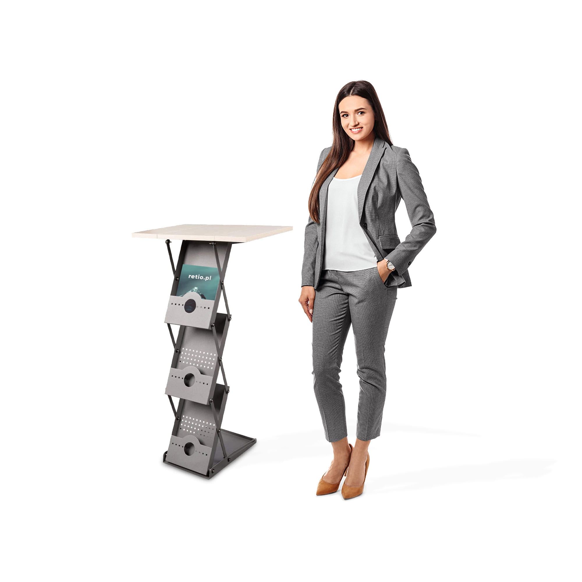 A4 Portable Leaflet Stand Laptop Desk Folding Exhibition Stand