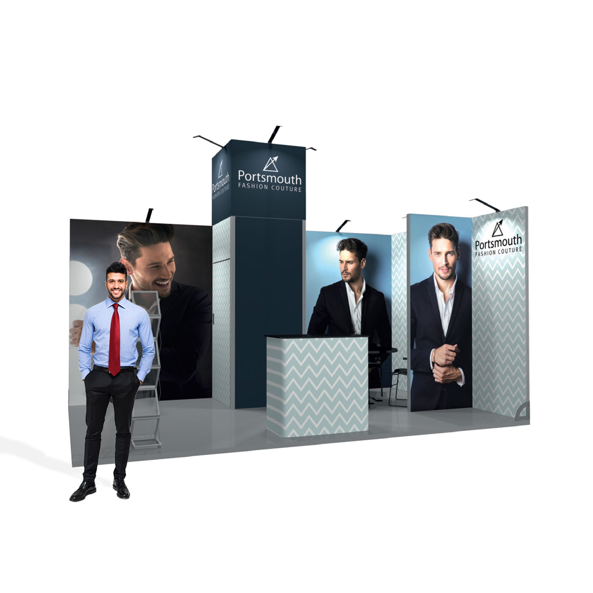 The Tower modular stand 15m2 with a single-sided print