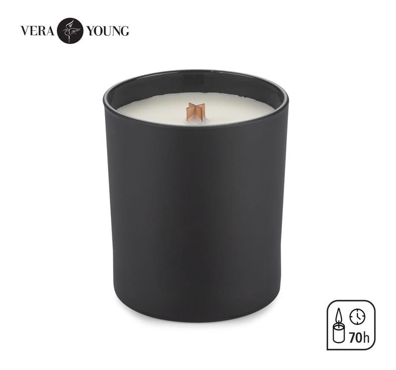 Świeca sojowa 220g - Black Pomegranate - VERA YOUNG czarny z logo